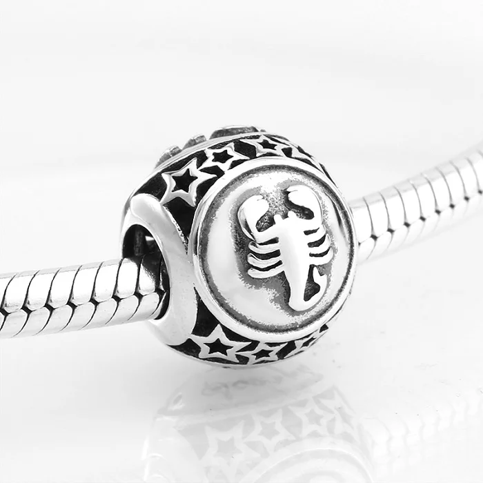 Scorpio Модный 925 пробы серебряный 12 Созвездие бусины Подвески украшения подходит Pandora браслет - Цвет: Scorpio