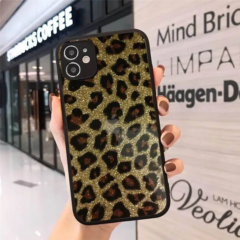 

Phone Case For iPhone 12 11 Mini Pro XR XS Max 7 8 Plus X Leopard Matte transparent cover