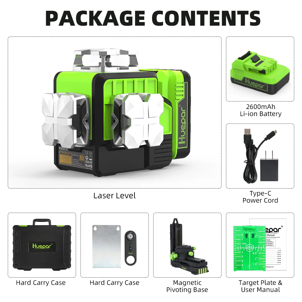 Самонивелирующийся 3D лазерный уровень Huepar нивелир с дистанционным управлением и