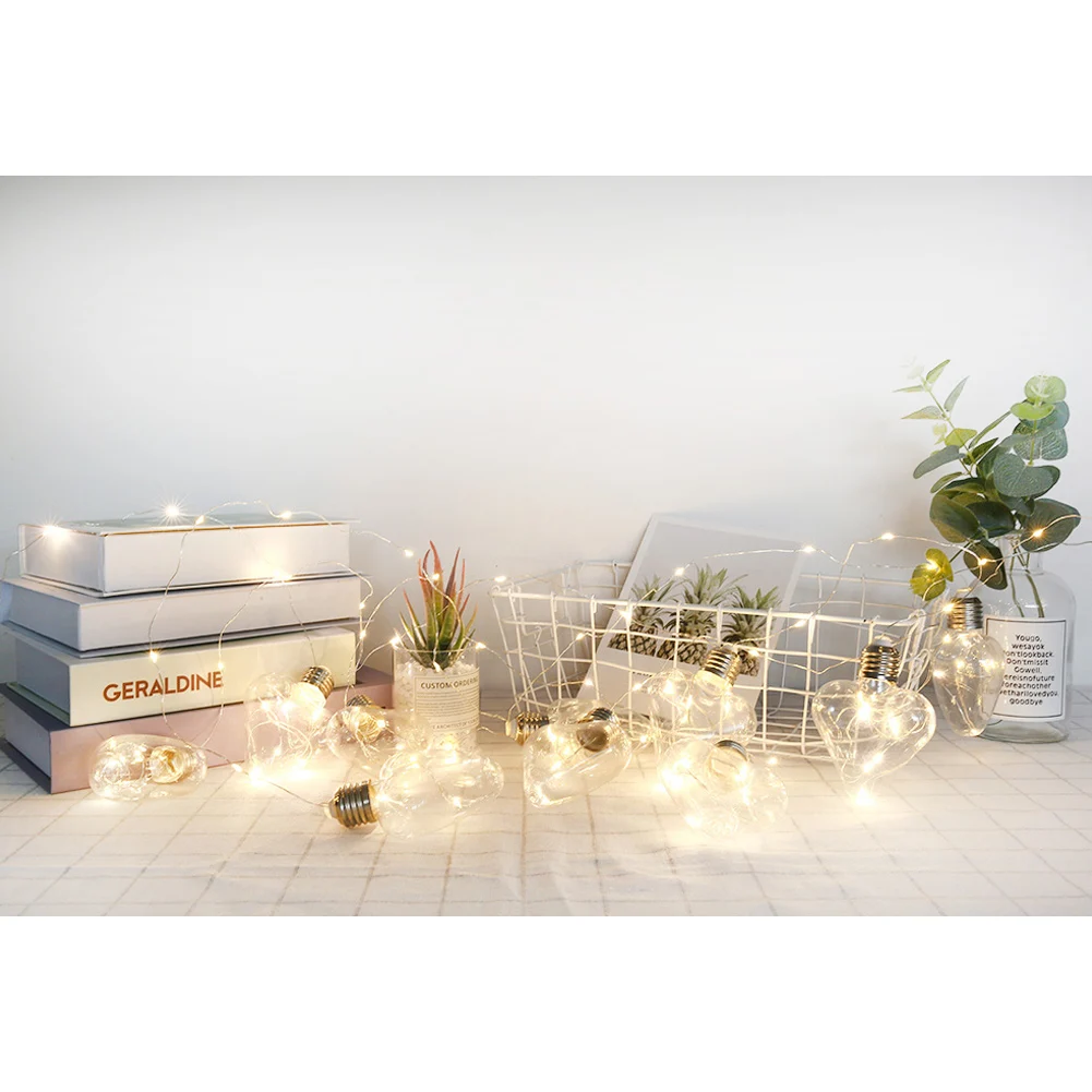 

Warm Heart-shaped Lighting Strings 100LED Copper Wire Lamp 4.8m Wall hangling String Lights Holiday Wedding Decor Indoor Lamps