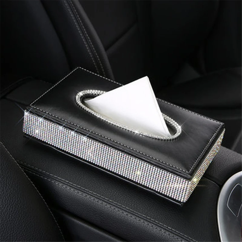 Стразы из ПУ кожи для салона автомобиля салфетки лица держатель салфеток