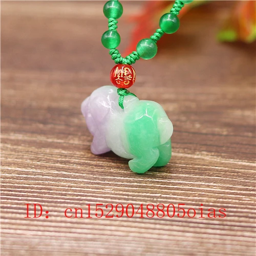 3D резной натуральный Изумрудный нефритовый поросенок кулон ожерелье Шарм жадеит