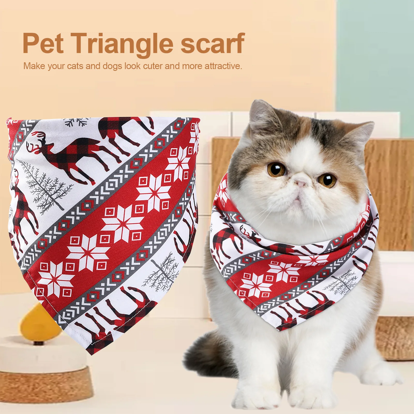 

1PC Dog Head Scarf Christmas Pet Triangle Scarf Large Pet Scarf Printed Polyester Dog Saliva Towel Pet Decoration Accessories