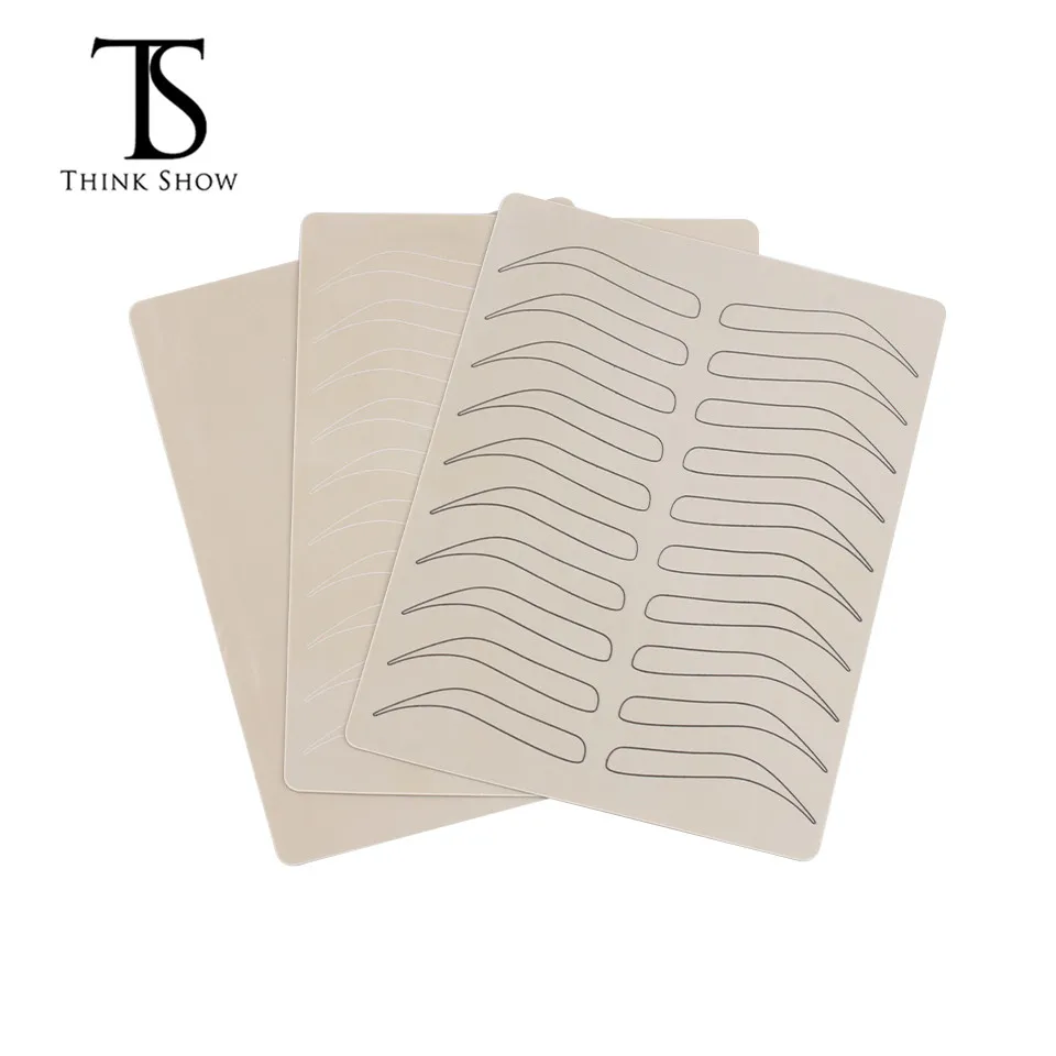 

THINKSHOW 1/3/5/10PCS Practice Eyebrow Skin Tattoo Permanent Silicone Training Skin Black/White/Blank Makeup Eyebrows Skin