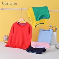 12 colors toddler girls boys sweatshirts fashion school ribbed solid color o neck long sleeve pullover tops for kids clothes