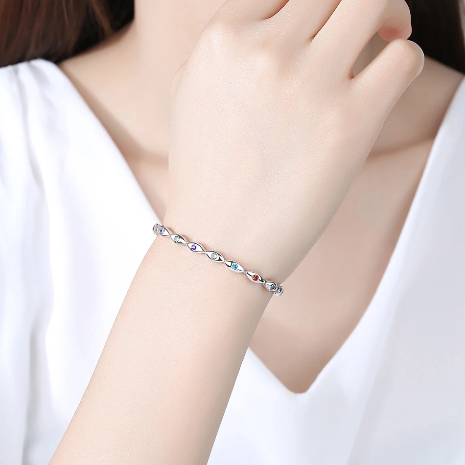 Женский браслет для тенниса TONGZHE регулируемый из стерлингового серебра 925 пробы с