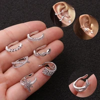 fake piercing u ear clips hinged luxury quality zircon stud for women no hole ear bone clip earrings cuffs body piercing jewelry