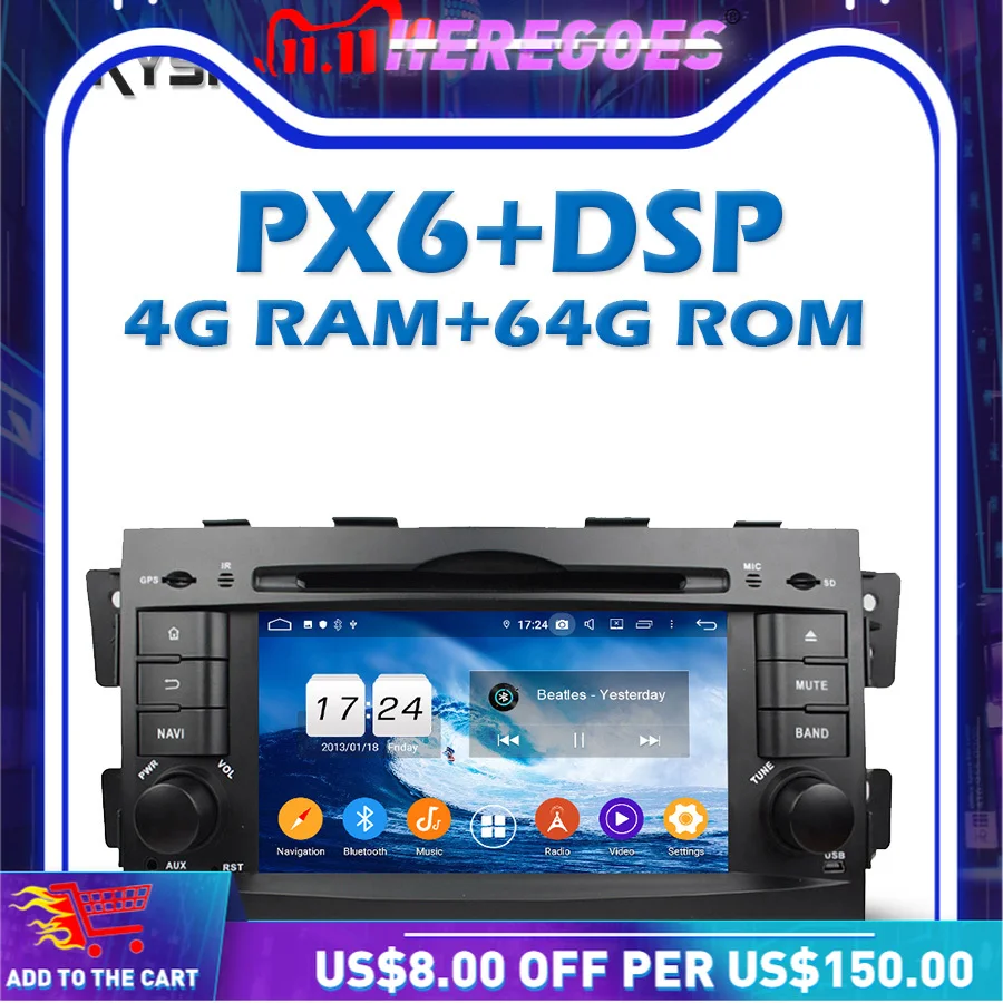 PX6 автомобильный DVD плеер DSP Android 9 0 64G + 4G Bluetooth 5 Wi Fi GPS карта RDS радио для kia Mohave Borrego 2008