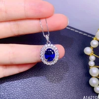 fine jewelry 925 sterling silver inset with natural gemstone womens luxury vintage flower sapphire pendant necklace support det