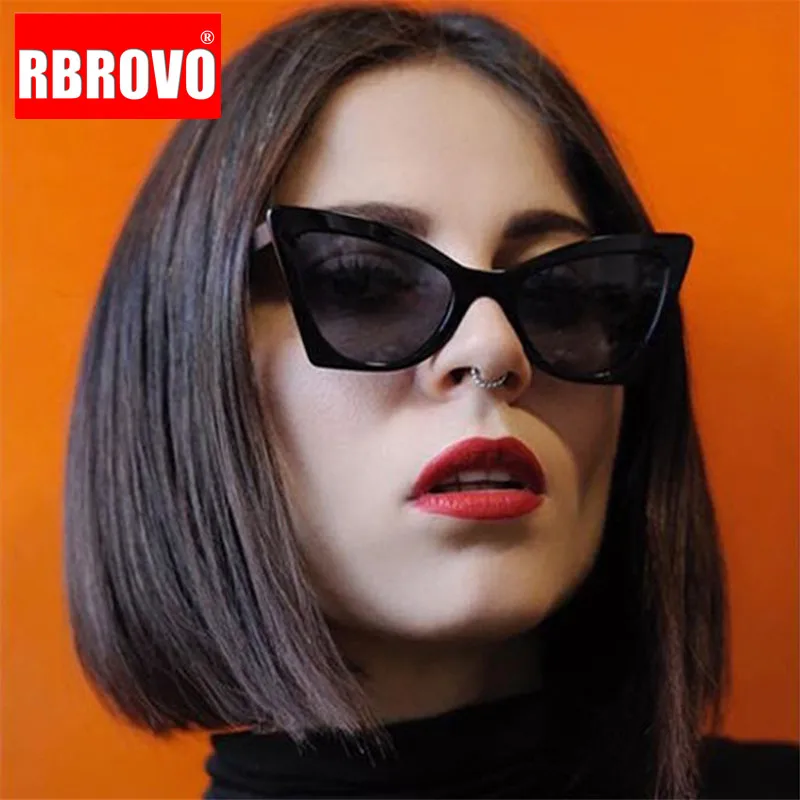 

RBROVO 2021 Luxury Cateye Sunglasses Women Plastic Large Frame Sun Glasses Classic Vintage Outdoor Oculos De Sol Gafas UV400