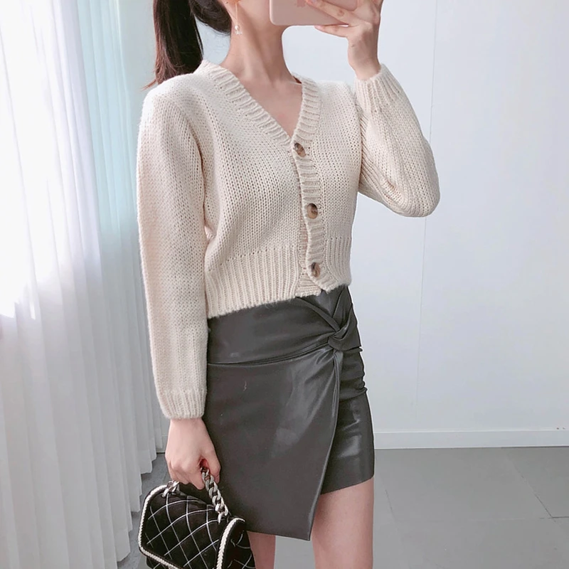 RICININA Knit Sweters Cardigan For Women Long Sleeve V Neck Buttons Solid Short Womens Sweaters Winter Spring |