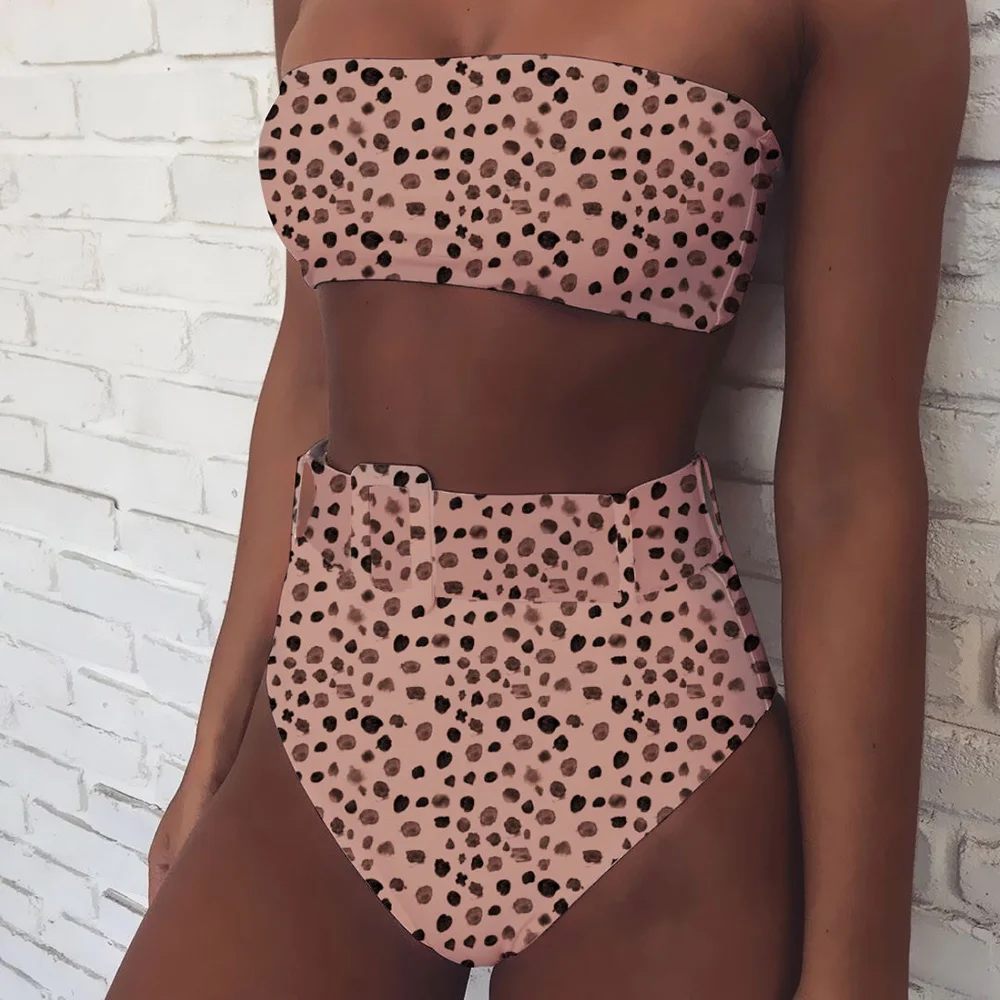 

Summer women bra Hot Bikini Sexy High Waist Open Back Quick Dry Durable Printed Solid Color Women's Split Swimsuit 2-Piece Suit