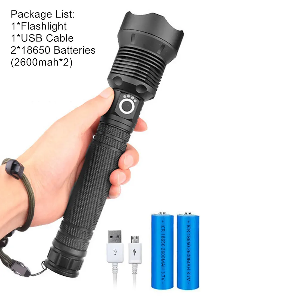 Package B Тактический USB фонарь xhp70.2 мощный фонарик перезаряжаемый Zoom СВЕТОДИОДНЫЙ Фонарь xhp70 18650 или 26650 Аккумулятор для кемпинга - Испускаемый цвет: Package B