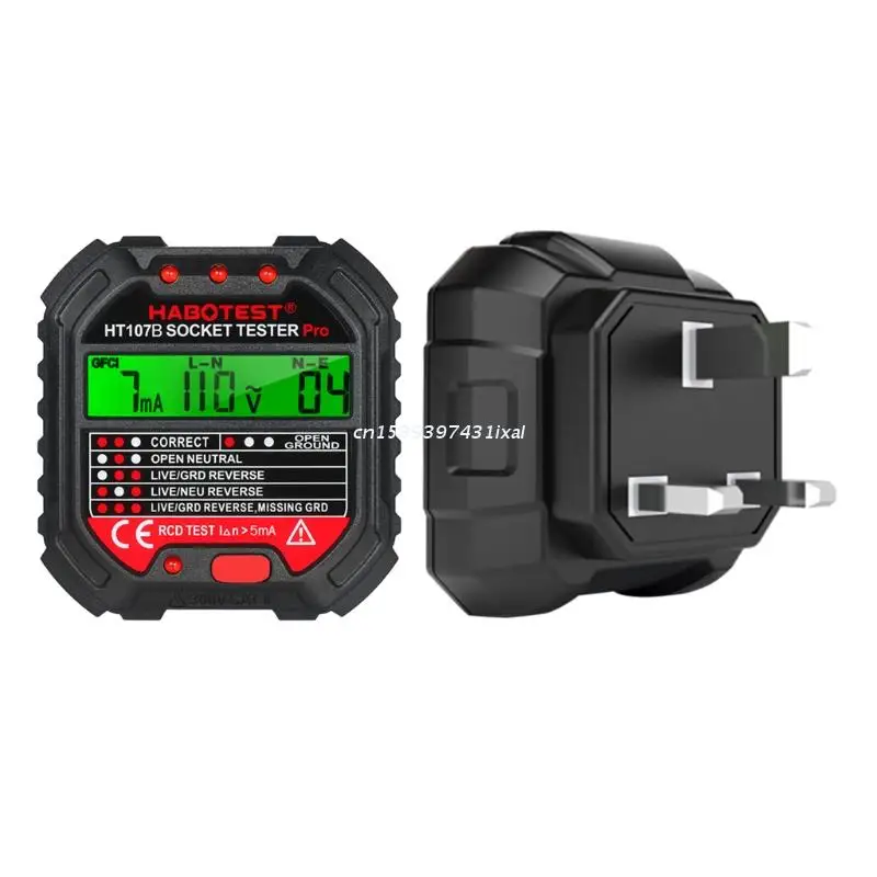 HT107 Socket Tester Voltage Test EU/UK/US Plug Line RCD Measurement LCD Display for Dropship | Инструменты