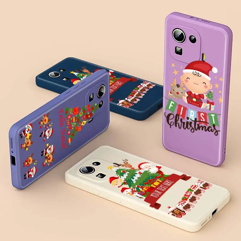 

Phone Case For Xiaomi 11 Ultra 11i 11X 10S 10i 10T 10 9 Pro Lite 5G 9SE 8SE Merry Christmas gift Liquid Silicone TPU Cover