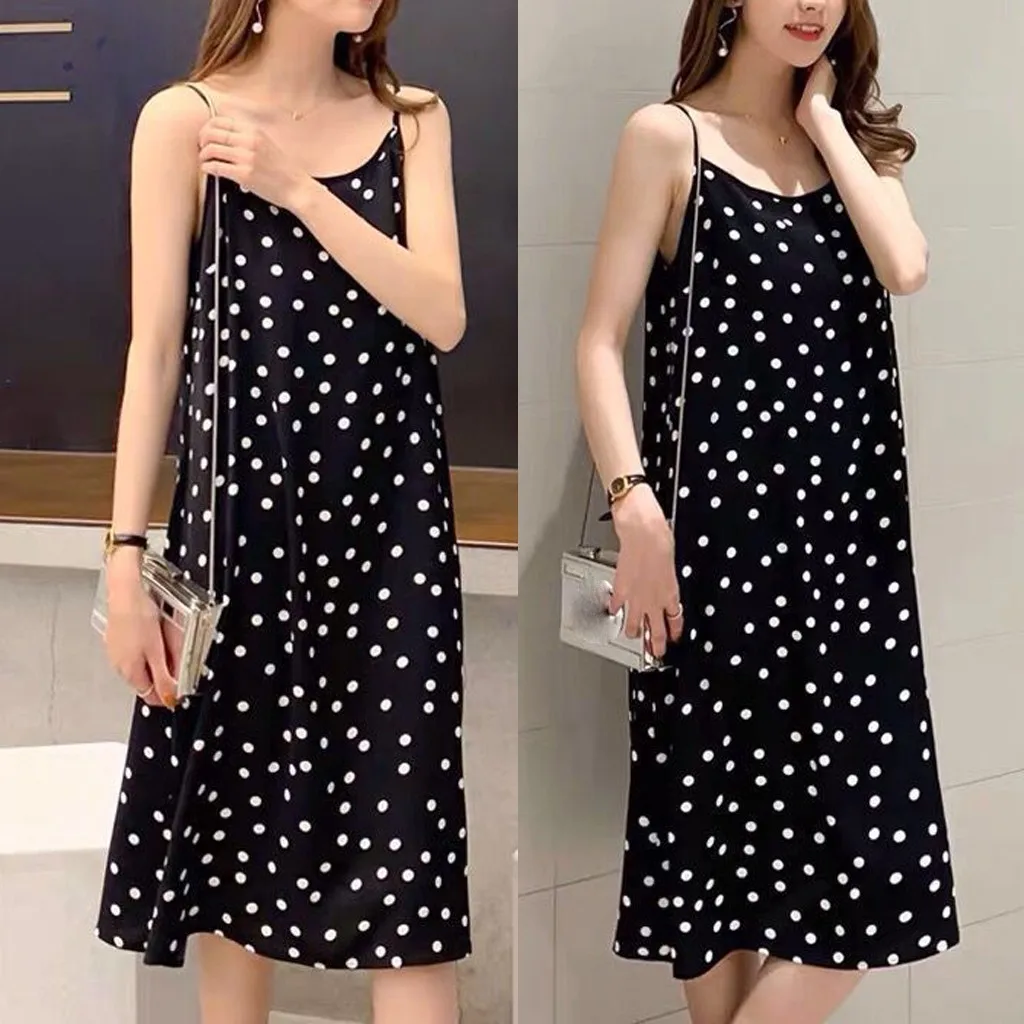 Платье женское в горошек повседневная Милая Элегантная кофта без рукавов разные