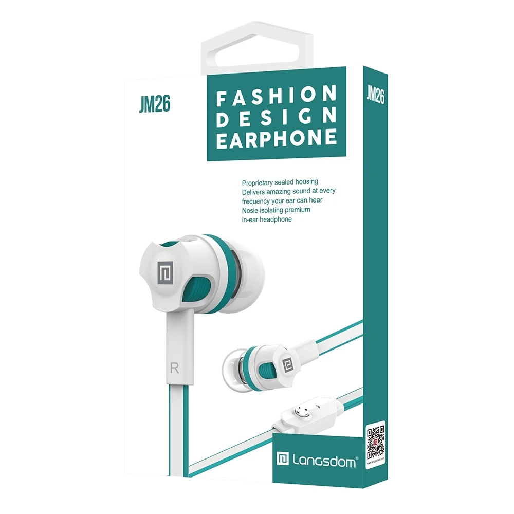 LANGSDOM JM26 Wired Earphones Stereo Volume Control Enhanced Bass Noise Reduction Headphones Comfortable Sports Headset | Электроника