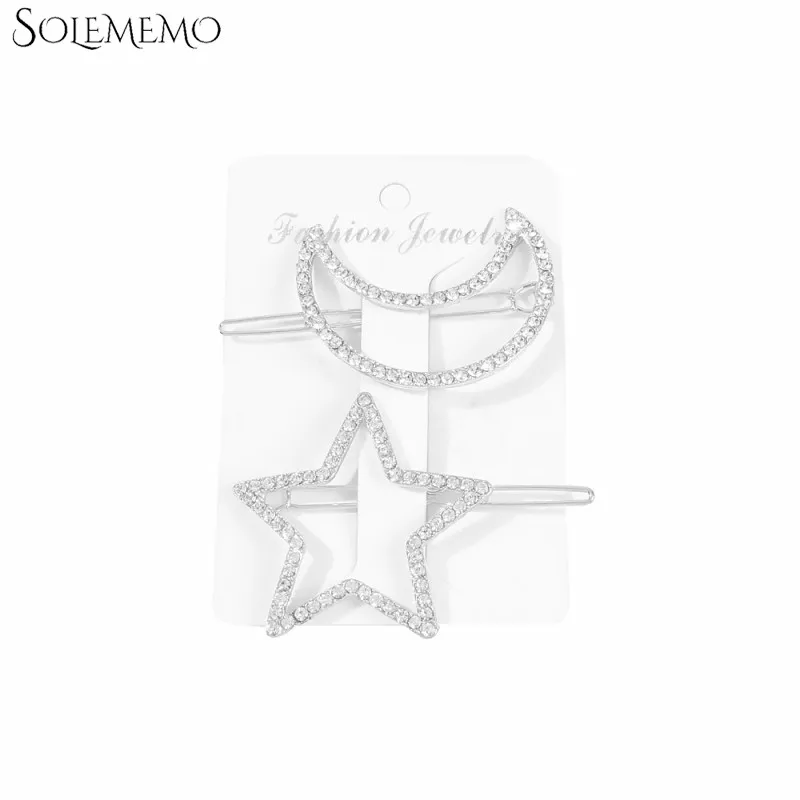 Горный хрусталь Луна Звезда 2 шт./компл. заколки для волос женщин девушек