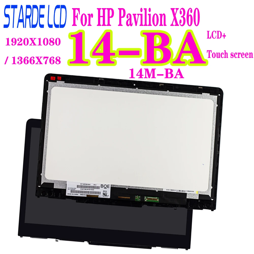 14.0'' IPS for HP Pavilion X360 14-BA 14M-BA Series LCD Display Touch Screen Digitizer Assembly B140XTN02.E N140HCE-EBA
