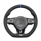 Черный замшевый Синий Маркер DIY, сшитый вручную чехол рулевого колеса автомобиля для Kia Stinger 2017 2018 2019 2020