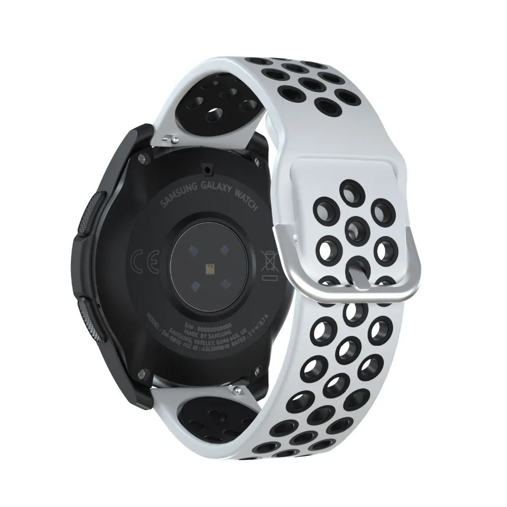 White black Для samsung Galaxy Watch 46 мм силиконовый ремешок для часов Ремешок для gear S3 Frontier/классические умные часы браслет для huawei GT/GT2 - Цвет: White black