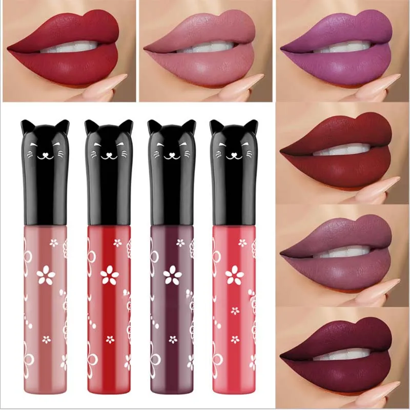 12 цветов водостойкая Матовая жидкая губная помада стойкий Красный Черный Блеск