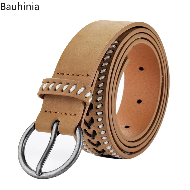 Bauhinia Casual Personality Woven Semicircle Alloy Pin Buckle Belt 105cm 115cm High Quality All-match Dress Belt