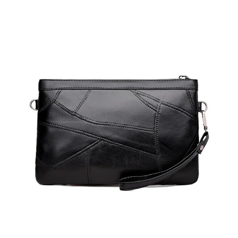 

New Brand Genuine Leather Women Shoulder Black Bags Rivet Tassel Punk Woman Soft Bag Handbags Messager Bag