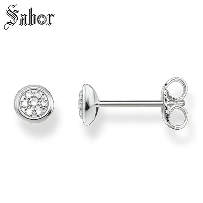 Серьги-гвоздики с белыми круглыми вставками классический подарок для женщин