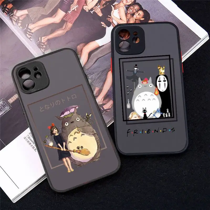 

My Neighbor Totoro Phone Case Matte Transparent for iPhone 7 8 11 12 s mini pro X XS XR MAX Plus Clear mobile bag soft funda