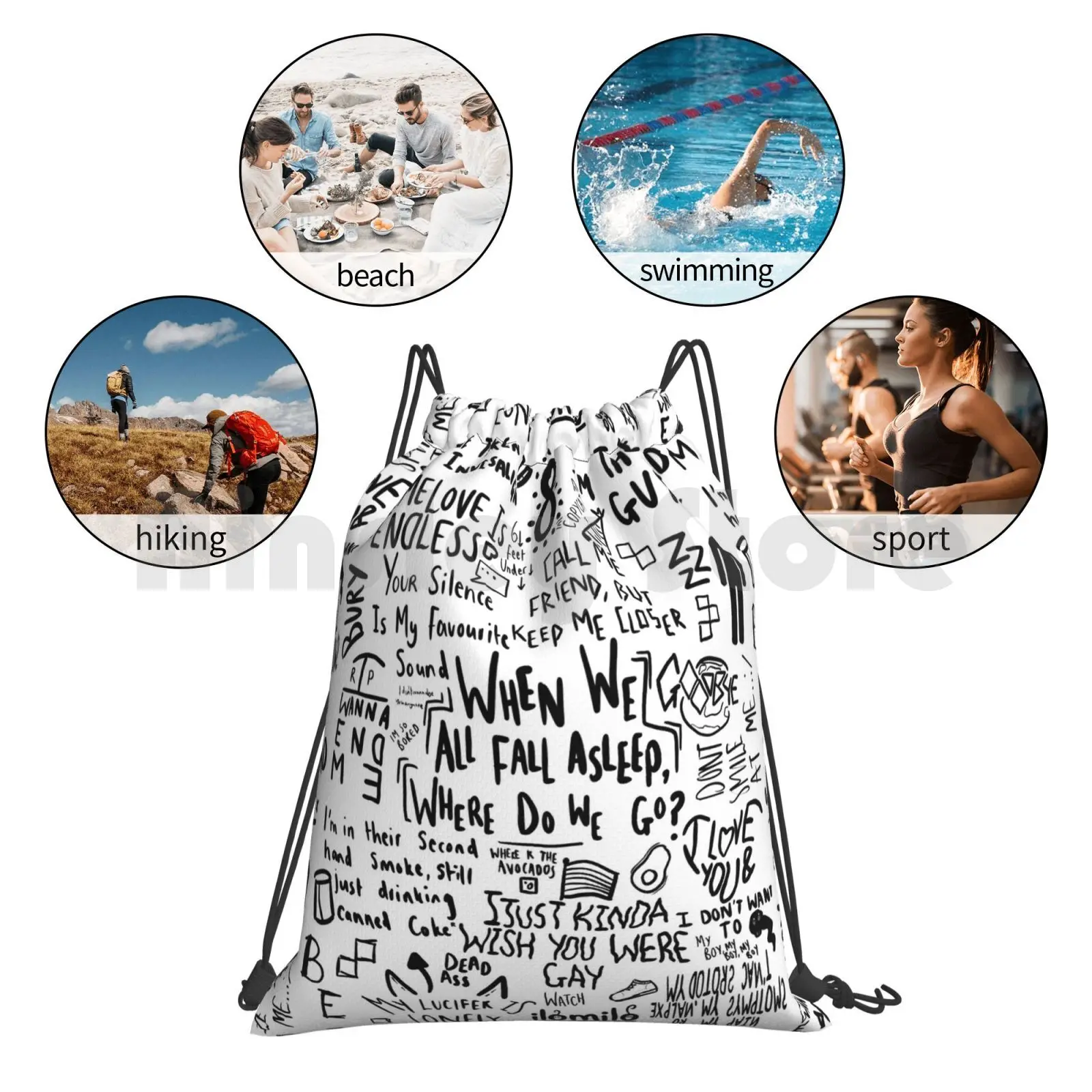 

Backpack Drawstring Bags Gym Bag Waterproof Finneas Music Lyrics Cool When We All Fall Asleep Where Do We Go Wwafawdwg