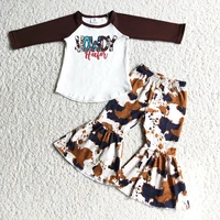new arrival kids long sleeve outfit toddler girls milk silk t shirt match flare pants 2pieces set for fall
