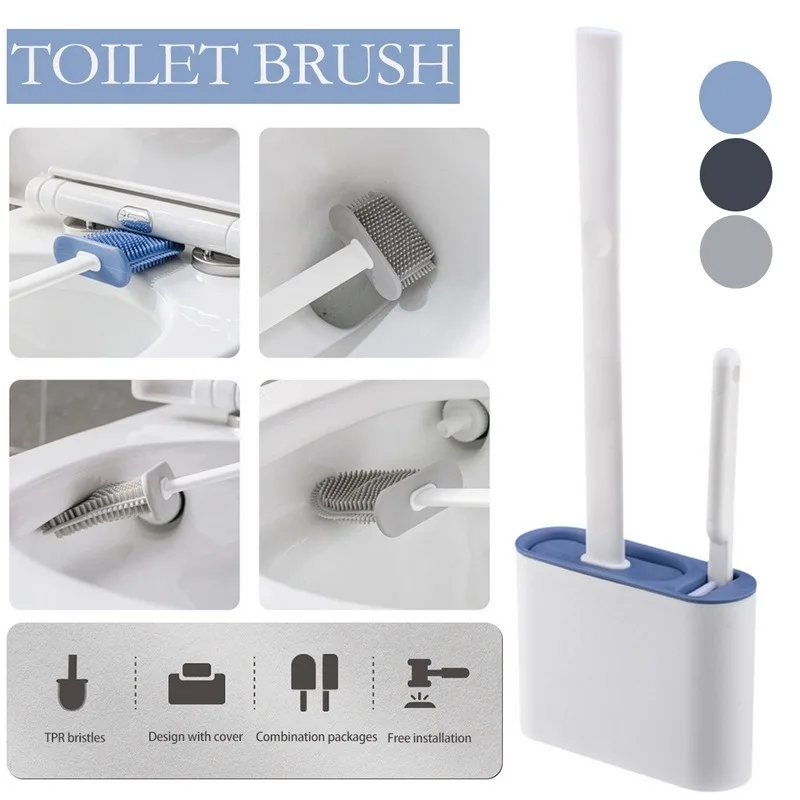 

2in 1 Toilet Brush Cleaner Silicone Brush for Toilet Hanging Type Bathroom Brushes Accessories Household Cleaning Toilet Cleaner
