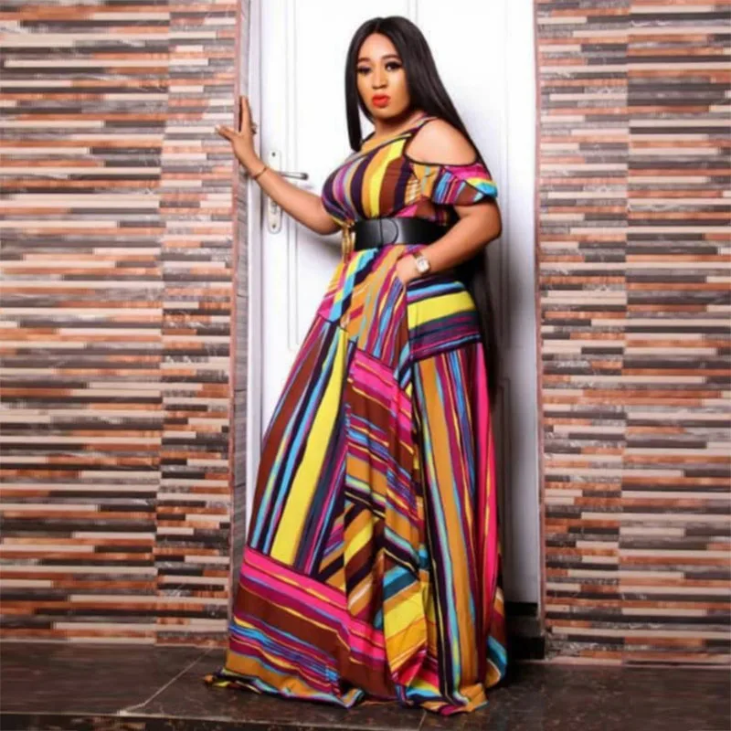 Африканские платья для женщин Базен Riche сексуального размера плюс длинное платье