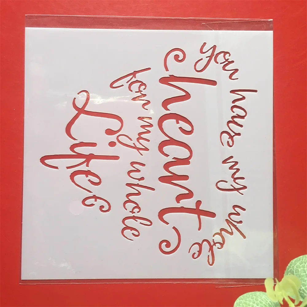 Новинка 13*13 см сердце слова жизнь DIY трафареты для наслоения раскраска