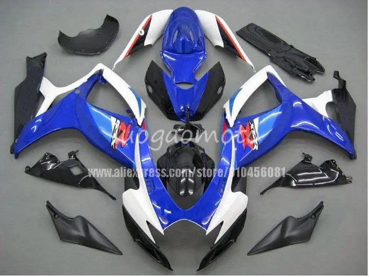 

blue white Injection mold Fairing kits for 2006 2007 SUZUKI GSXR600 750 K6 GSXR600 GSXR750 K6 06 07 Fairings kit bodywork