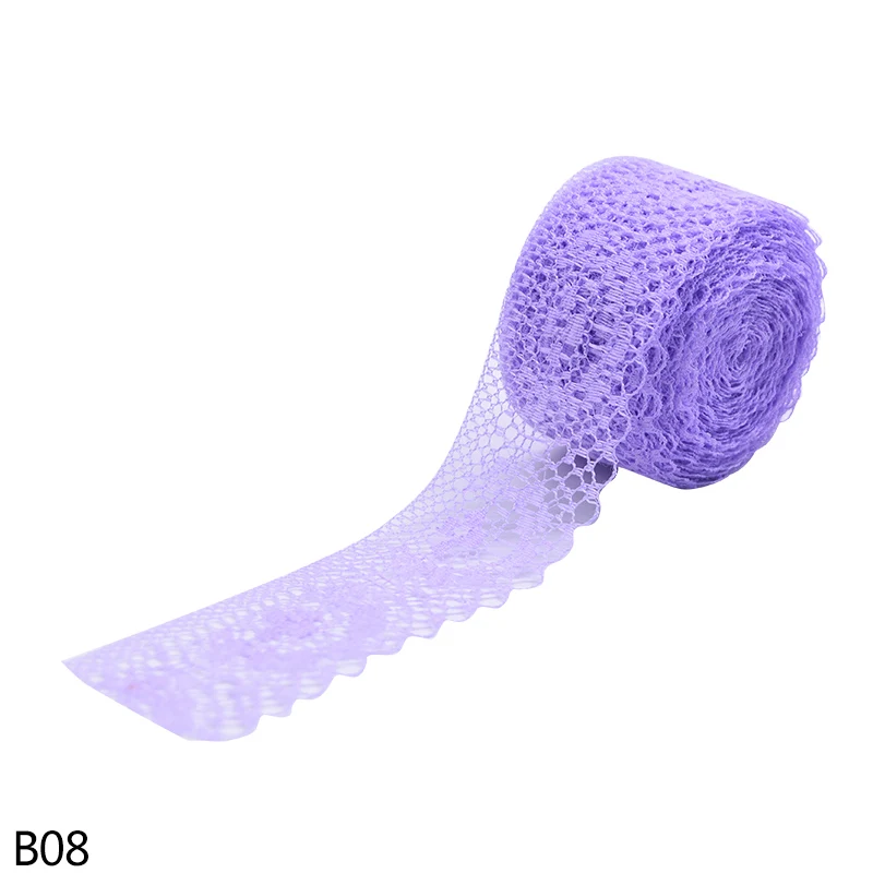 B08 purple 10/20 м 38 мм белая кружевная лента DIY вышитая кружевная отделка ленты для шитья одежды Свадебные украшения Аксессуары - Цвет: B08 purple