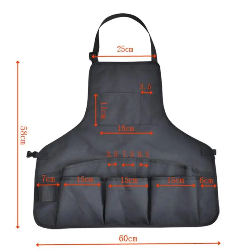 

Multi-pocket Repairman Apron Electrician Garden Housekeeping Black Material Cloth Tools Bib Oxford A2X7