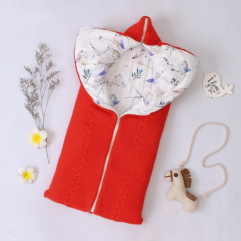 Red Newborn Winter Swaddle Infant Thicken Anti-kick Sleeping Bag Baby Autumn Winter Envelope Zipper Sleeping Bag Kids Blanket Quilt - Цвет: Red