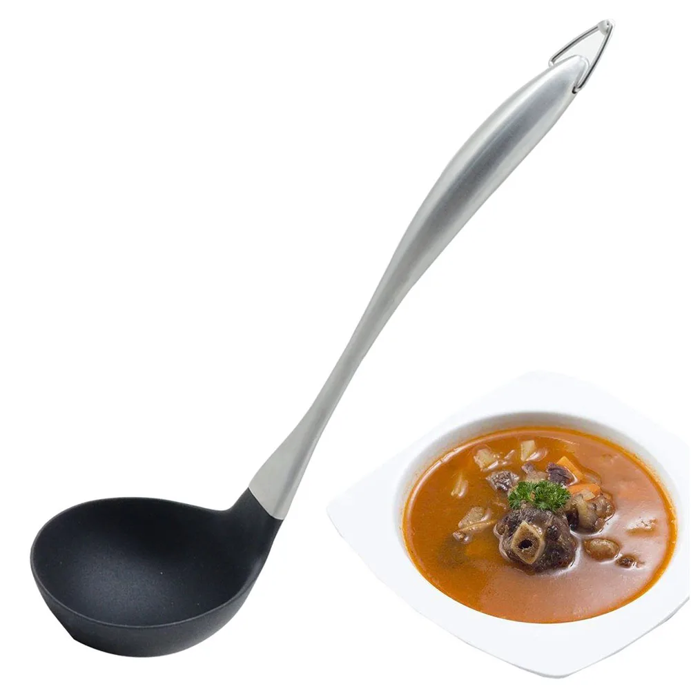 Кухонная утварь Термостойкая Силиконовая ложка из нержавеющей стали для
