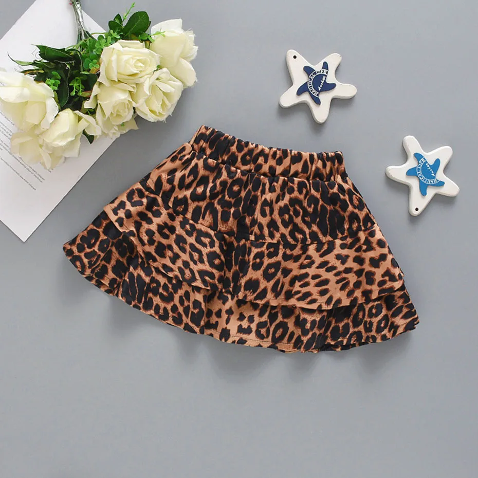 Юбка для девочек вечерние юбки с леопардовым принтом маленьких модная