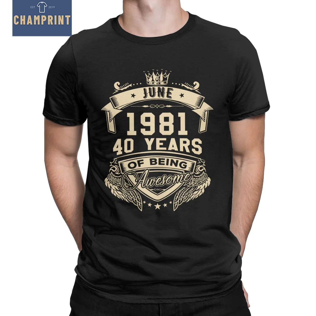 

Футболка мужская из 1981 хлопка, рожденная в июне 100%, 40 лет быть удивительной, лимитированная, футболка на 40-й день рождения, летняя одежда