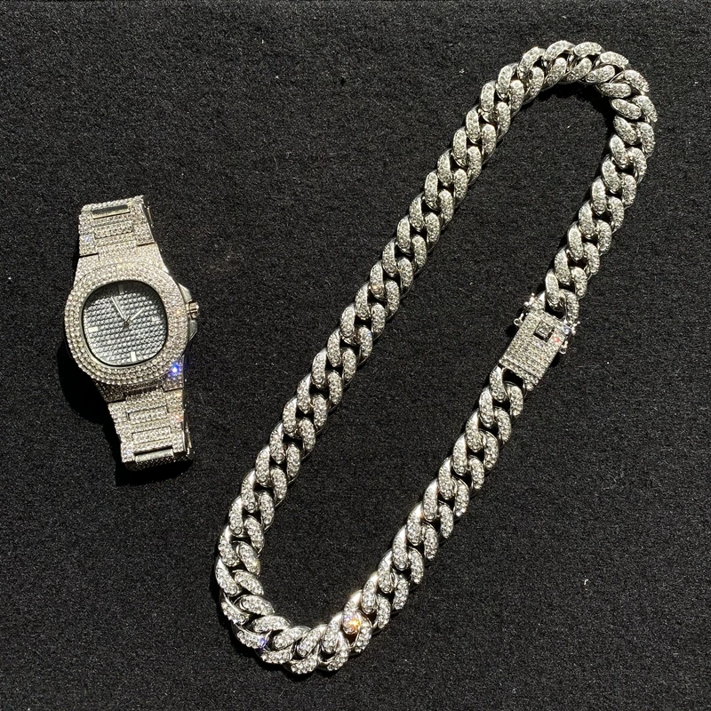 Роскошные мужские часы ice out из Кубы хип хоп ожерелье и комбинированная мужская