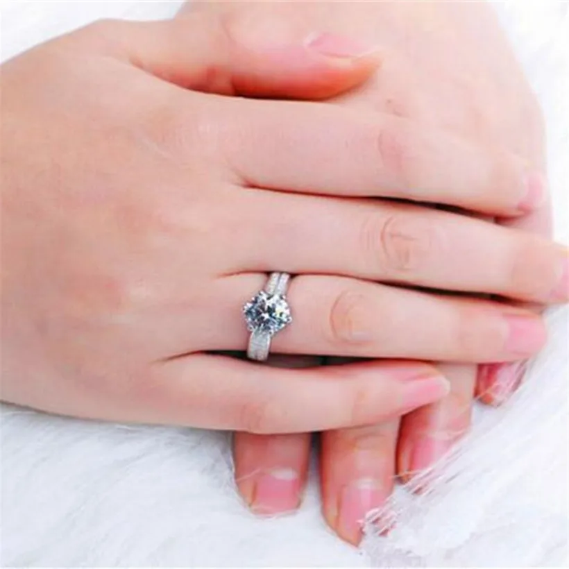 Акция! Женское кольцо из серебра 100% пробы с фианитом 3 карата 8 мм | Украшения и