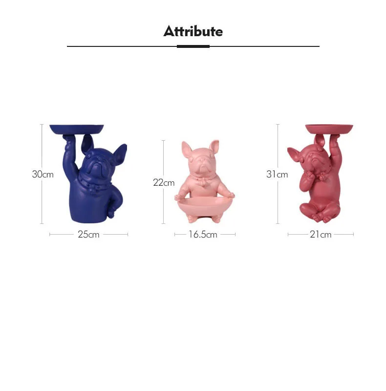 

Resin Desk Ornament French Bulldog Abstract Animal Storage Decor Solid Color Creative Origami Home Decoration Accessories Modern