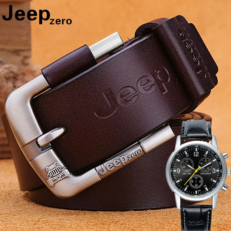 Designer Jeep zero 100% Upper Genuine Leather Alloy Pin Buckle Belt For Men Business Fancy Vintage Jean Cintos Belts | Аксессуары для