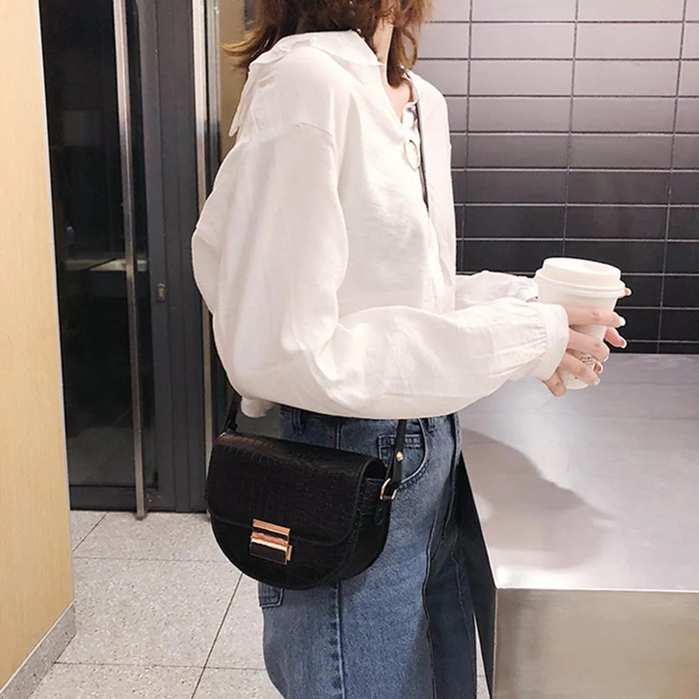 

Stones Pattern Crossbody Bag PU Leather Semicircular Women Purse Shoulder Messenger Bag Beauty Lady's Bag Bolsas Sac Femme