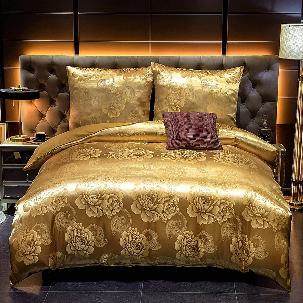

Wealth Gold pattern Super thick polyester jacquard duvet cover pillowcase cover set US king twin UK double AU single JP FR