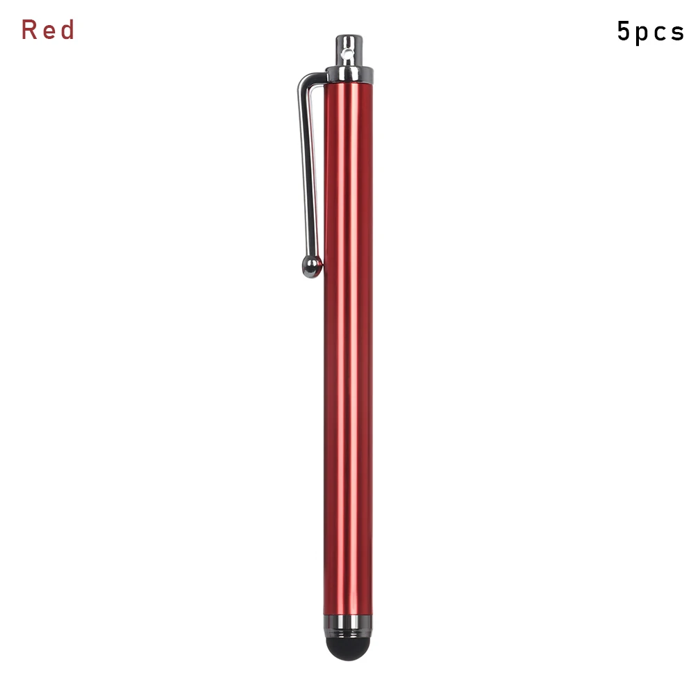 5pcs red 5/10 шт. металлический ПК Экран стилус для сенсорного экрана, Аксессуары для мобильных телефонов, стилус для сенсорного экрана, Сенсорный экран Стилус для планшета iPad сотового телефона для samsung - Colors: 5pcs red