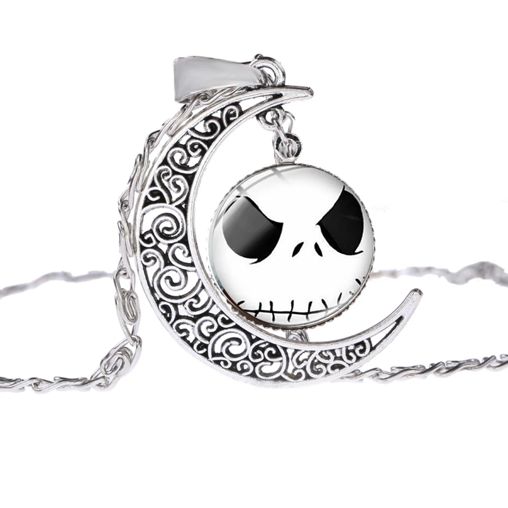 Newest The Nightmare Before Christmas Necklace Jack Skellington Sally Gothic Romantic Hollow Moon Pendant Womens Jewelry | Украшения и